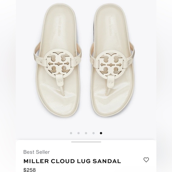 Tory Burch MILLER CLOUD LUG SANDAL. Size 9 Women- New Cream Color - Picture 7 of 7